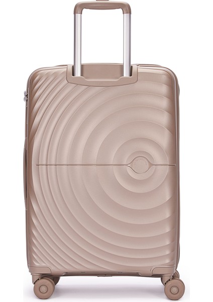 Benetton 2'li Set Orta ve Kabin Boy %100 Polipropilen Valiz Şampanya 14BNT8002