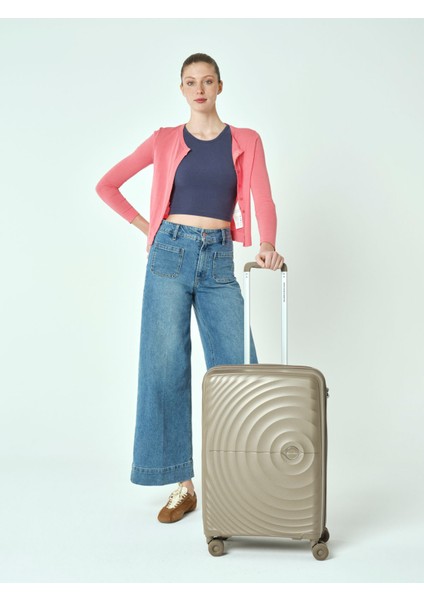 Benetton 2'li Set Orta ve Kabin Boy %100 Polipropilen Valiz Şampanya 14BNT8002