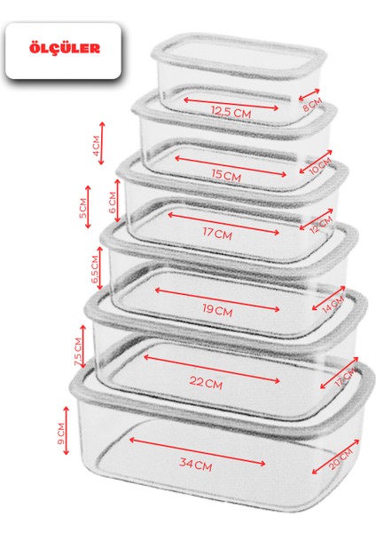 6'lı Dikdörtgen Hava Geçirmez Saklama Kabı Seti ,dolap Düzenleyici Organizer fırsatları
