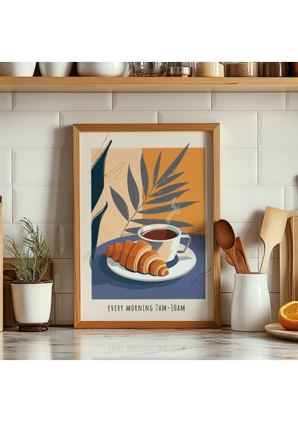 Kruvasan ve Kahve Posteri, Kruvasan, Kahve Barı, Kahve Posteri, Kruvasan Sanatı, Kahve Sanatı