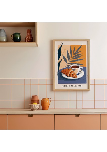 Kruvasan ve Kahve Posteri, Kruvasan, Kahve Barı, Kahve Posteri, Kruvasan Sanatı, Kahve Sanatı modelleri