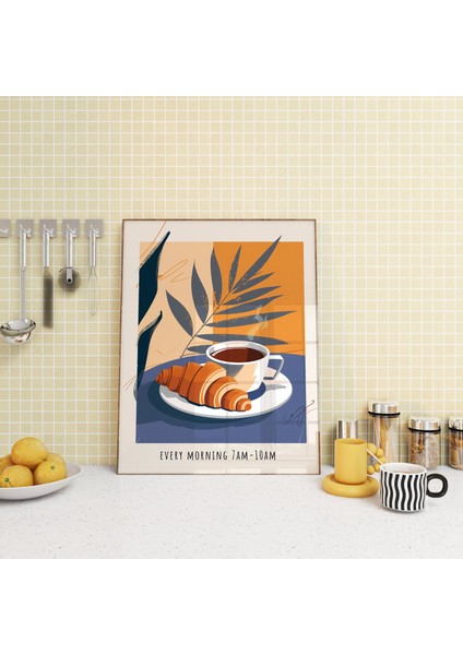 Kruvasan ve Kahve Posteri, Kruvasan, Kahve Barı, Kahve Posteri, Kruvasan Sanatı, Kahve Sanatı