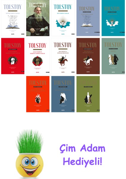 Lev Nikolayeviç Tolstoy 13 Kitap Seti + Çim Adam Hediye