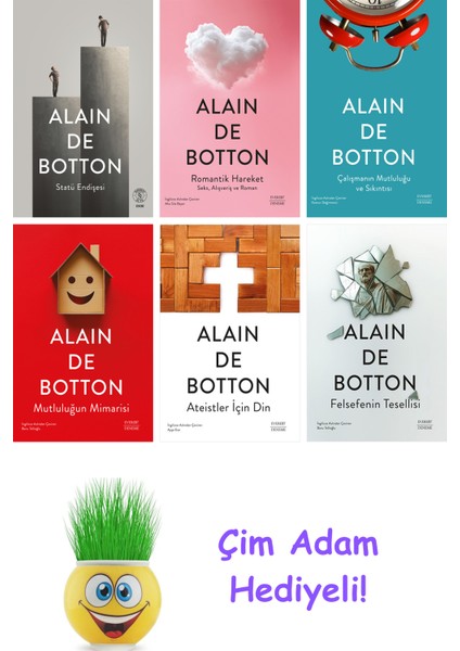 Alain De Botton 6 Kitap Seti + Çim Adam Hediye