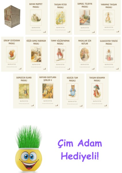 Beatrix Potter 14 Kitap Seti + Çim Adam Hediye