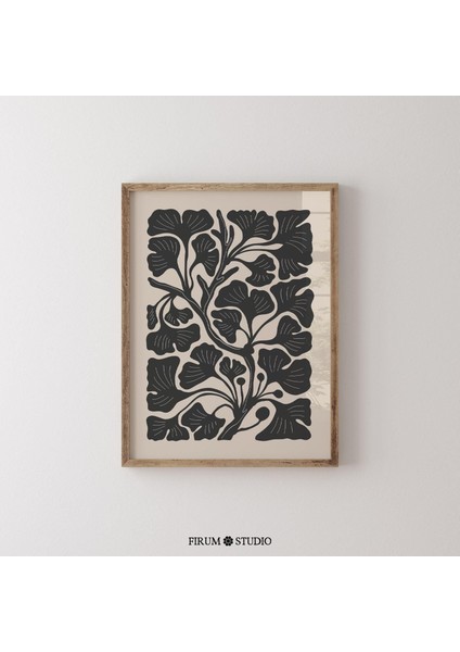 Koyu Çiçek Desenli - Bej ve Siyah Modern Yatak Odası Botanik Duvar Dekoru | Orta Yüzyıl Modern Estetiği | Bohem Çiçek Sanatı | fiyatları