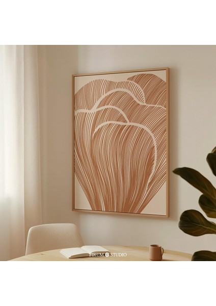 Minimalist Yanık Turuncu Soyut Botanik Sanatı