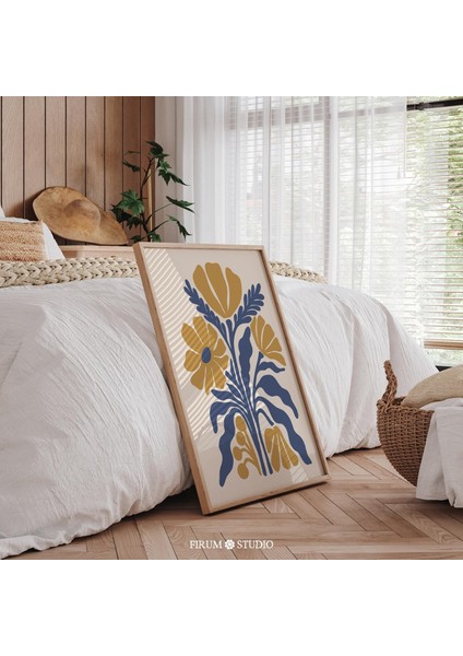 Cesur Mavi ve Sarı Kır Çiçeği Duvar Sanatı fiyatları