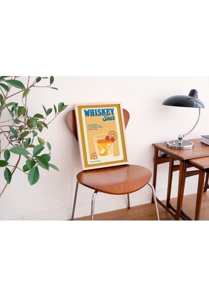 Retro Viski Ekşisi Posteri, Minimalist Alkol Baskısı, Sarı Bar Dekoru, Viski Estetiği Baskısı indirimleri