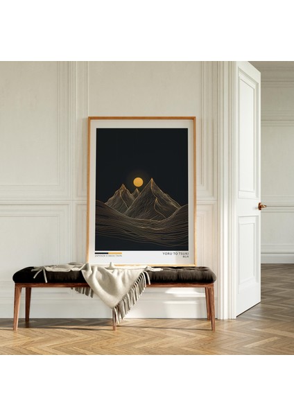 Japandi Dağ Ay Sanatı: Soyut Wabi Sabi Duvar Dekoru ( )