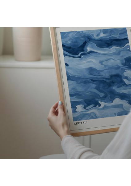 Mükemmel Mavi Wabi Sabi Duvar Sanatı, Japandi Duvar Sanatı, Modern Nötr Ev Dekoru modelleri