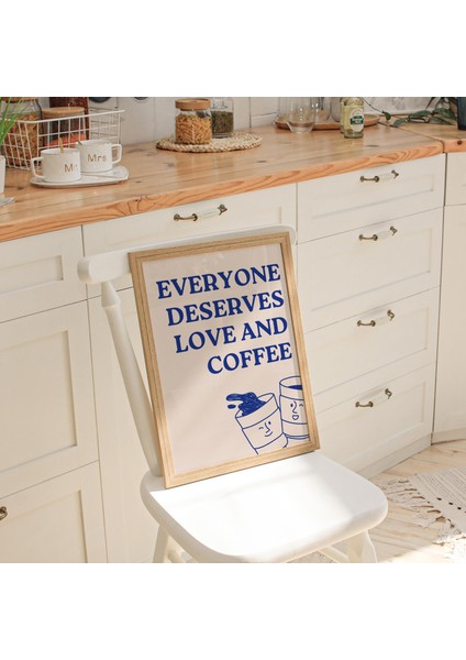 Aşk ve Kahve Poster: Eğlenceli Mutfak Duvar Sanatı ( & )