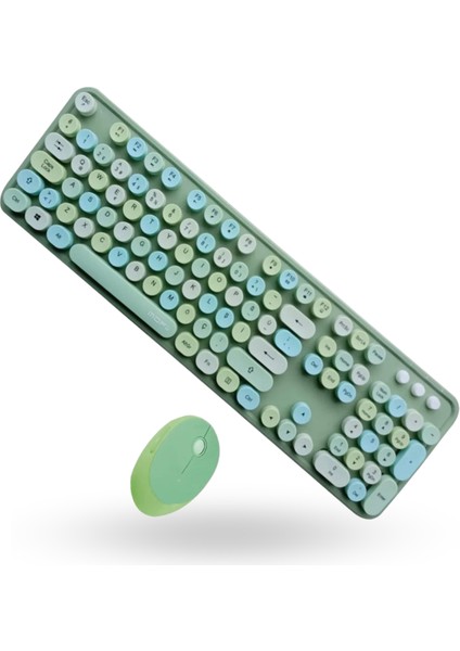 Büro Ev Ofis Bilgisayarı Için Sevimli Yeşil Klavye Mouse Seti