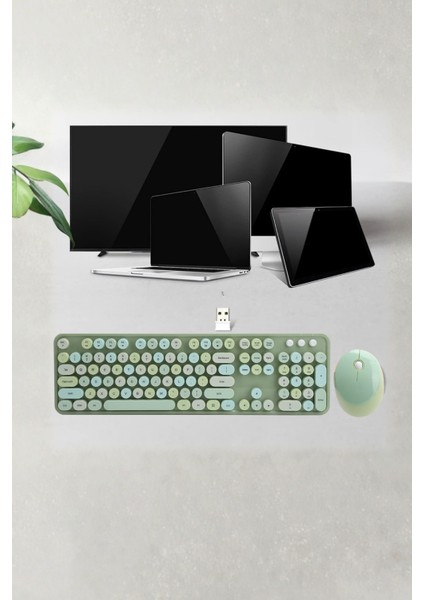 Büro Ev Ofis Bilgisayarı Için Sevimli Yeşil Klavye Mouse Seti fiyatları