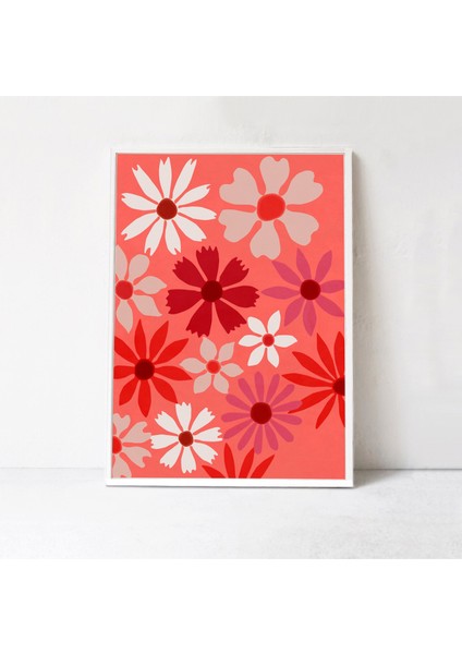 Kırmızı Duvar Dekoru, Çiçek, Duvar Sanatı