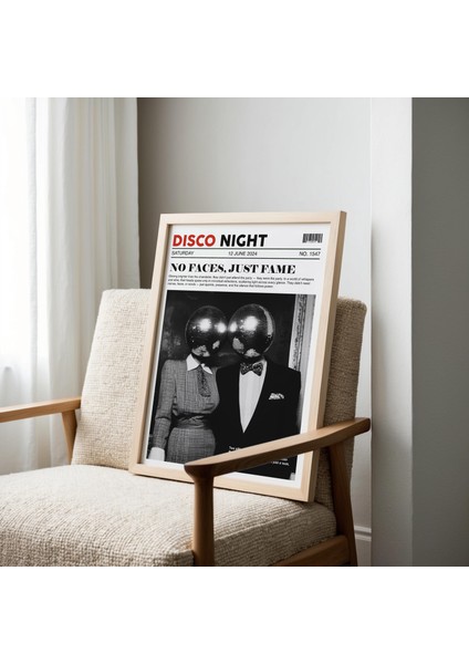 Moda Gazete Disko Başlığı Posteri, Disko Topu, Retro Dergi Posteri, Vintage Bar Arabası Sanatı fırsatları