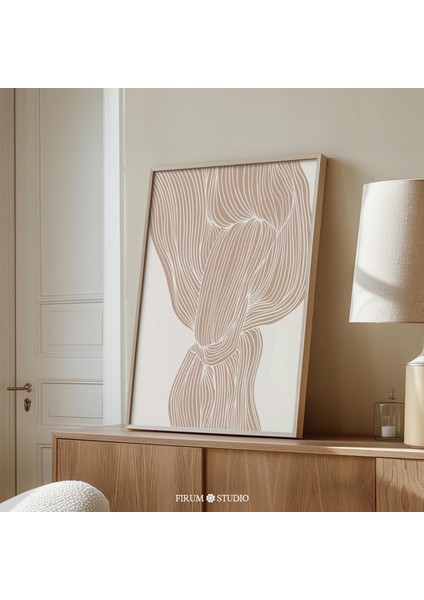 Soyut Akan Çizgiler Bej Sanatı