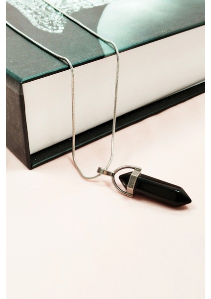 Onix Doğal Taşı Zincirli El Yapımı Tasarımlı Kolye Uç: 3,5 cm Zincir: 20 cm Kutulu modelleri