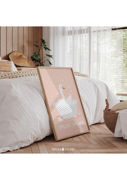 Splish Splash Goose, Komik Pembe Banyo Duvar Sanatı fiyatları