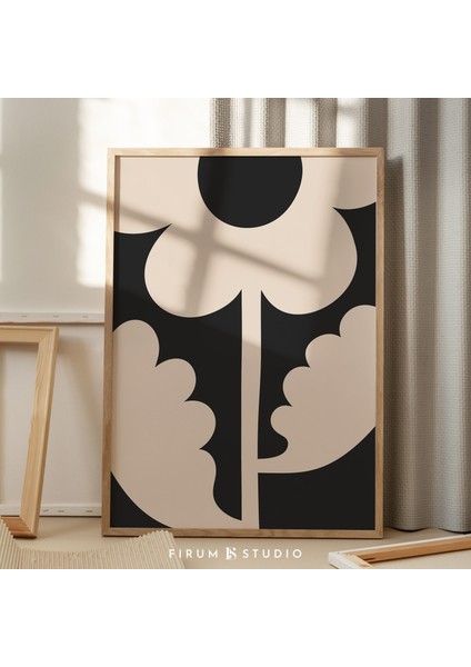 Siyah ve Bej Soyut Çiçek, Kasvetli Botanik Sanatı, Koyu Estetik Dekor fiyatları