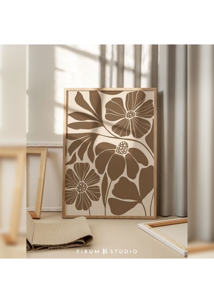 Toprak Tonlarında Soyut Botanik Boho Duvar Sanatı | 1854 | Bohem Oda Dekoru fiyatları