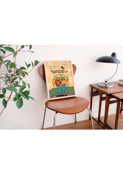 Sevimli Kurbağalar Dostluk Baskısı, Retro Kurbağa Poster, Kurbağa Sever Hediyesi, Cesur Renkli Duvar Baskıları indirimleri