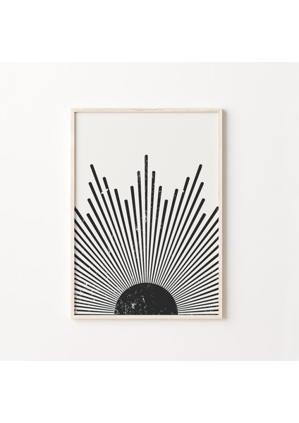 Siyah Beyaz, Güneş Patlaması, Orta Yüzyıl Modern, Duvar Sanatı, Yükselen Güneş Duvar Sanatı fiyatları