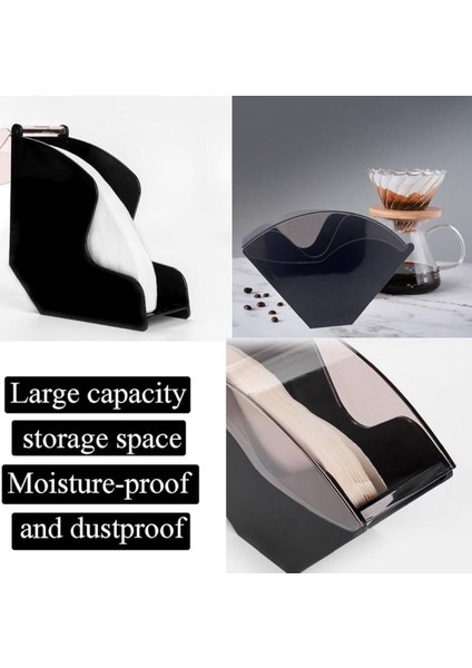 Toz Geçirmez Kapaklı Filtre Kahve Filtresi Tutucu Kap - Siyah