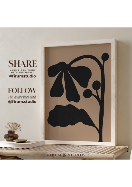 Bej Siyah Duvar Sanatı, Çiçek Sanatı, Orta Yüzyıl Modern, Duvar Sanatı, Soyut Botanik fiyatları