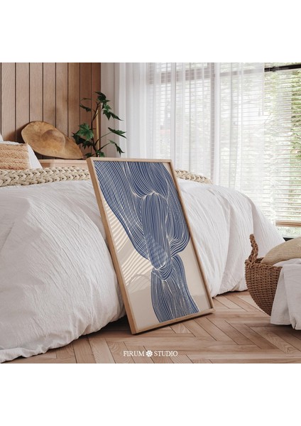 Soyut Akan Çizgiler Çivit Mavisi Sanat, Çağdaş Evler Için Minimalist Modern Tasarım | fiyatları
