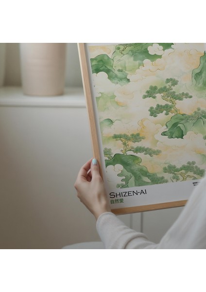 Adaçayı Yeşili ve Bej Nötr Duvar Sanatı, Toprak Tonlarında Duvar Sanatı, Japandi Zen Duvar Sanatı, Meditasyon Odası Posteri modelleri