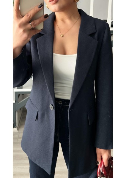 Lacivert Yün Effect Blazer Ceket fiyatları