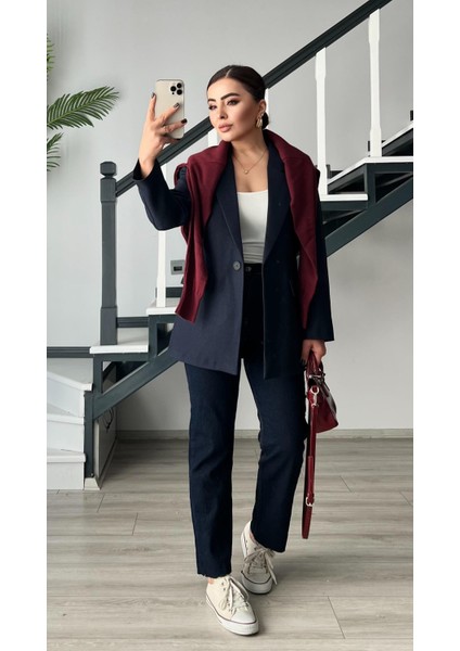 Lacivert Yün Effect Blazer Ceket fırsatları