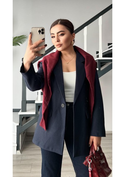 Lacivert Yün Effect Blazer Ceket indirimleri