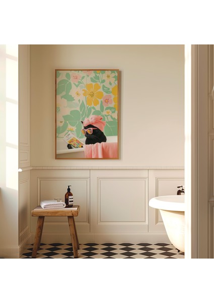 Komik Banyo Siyah Kedisi, Kedi Sevenler Için Hediyeler, Komik Banyo Sanatı fiyatları