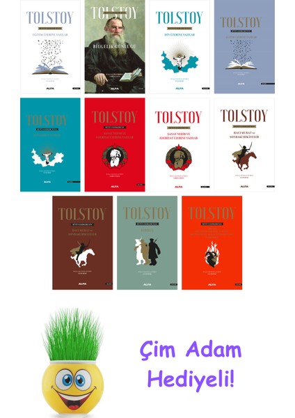 Lev Nikolayeviç Tolstoy 11 Kitap Seti + Çim Adam Hediye