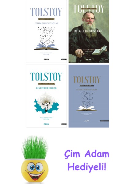 Lev Nikolayeviç Tolstoy 4 Kitap Seti + Çim Adam Hediye