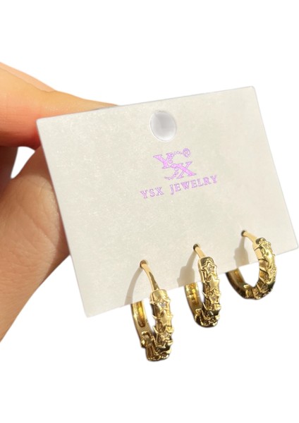 Kadın Çelik Gold Küpe 3lü Set Taşlı Yıldızlı Küpe Kadın Yıldız Küpe Gold Renk Küpe Gold Kaplama 3'lü Yıldız Küpe Seti Kadın Zirkon Taşlı Huggie Halka Kararmaz Kombin Küpe Antialerjik Lüks Takı fırsatları