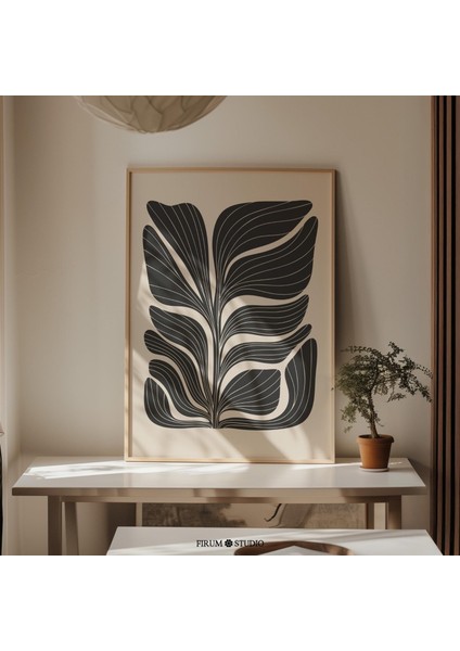 Siyah Organik Botanik Sanatı, Oturma Odası Için Minimalist
