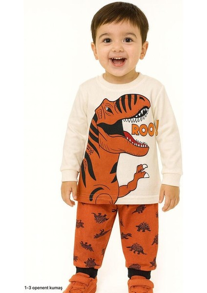 Kahverengi Dinozor 1-3 Yaş Çocuk Alt Üst Takım