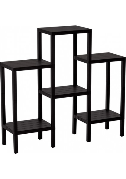 6 Raflı - Siyah Modüler Ünite Plastik 108X100X29 cm (4887)