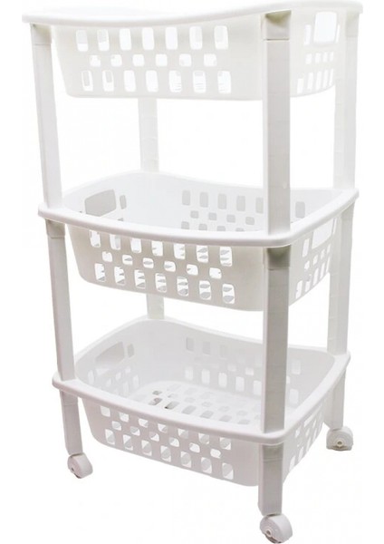 3 Katlı Sepet Düzenleyici - Raf Ünitesi Tekerlekli 400X295X700MM (4887)