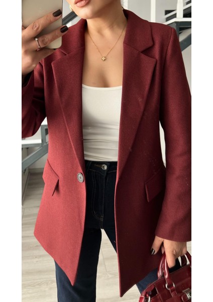 Bordo Yün Effect Blazer Ceket fiyatları