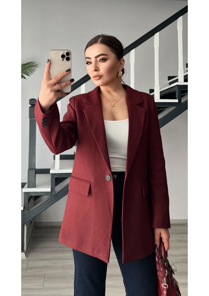 Bordo Yün Effect Blazer Ceket modelleri