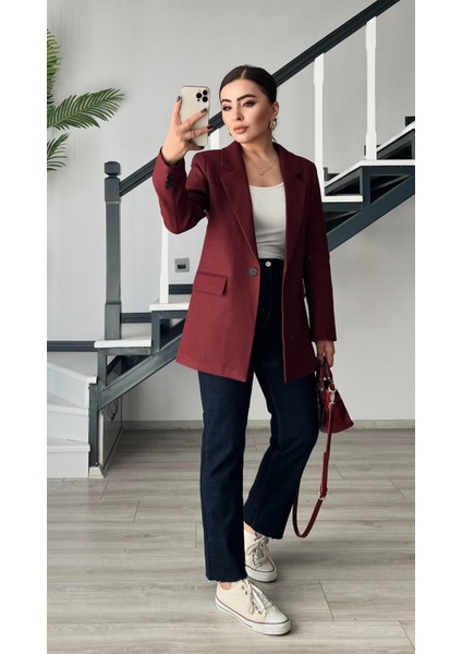 Bordo Yün Effect Blazer Ceket indirimleri