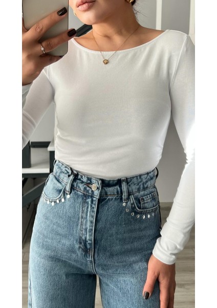 Beyaz Büzgülü Kayık Yaka Bluz fiyatları