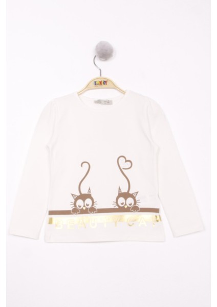 Kız Çocuk Kedi Baskılı T-Shirt fiyatları