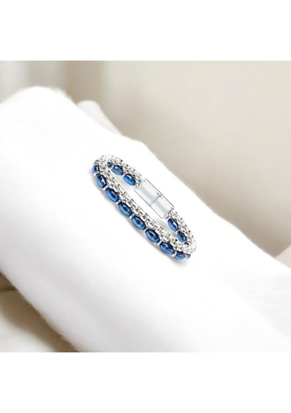 Çelik Zincirli Gümüş ve Mavi Arpa Hematit Bilekli modelleri