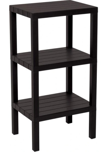 3 Raflı Siyah Modüler Ünite Plastik 38X29X74 cm (4887)
