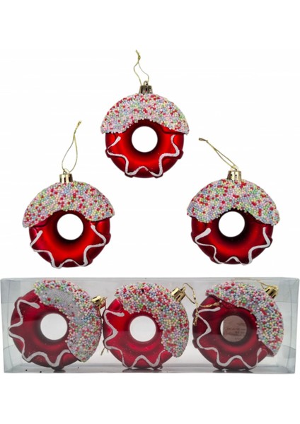 Yılbaşı Süsü 3' Lü 8 cm Donut Süs